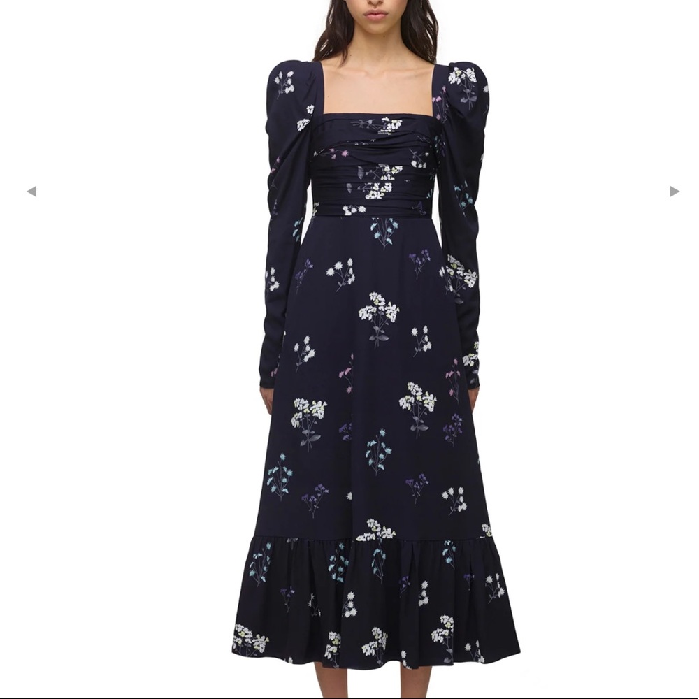 Self-Portrait // Navy Vintage Floral Midi Dress